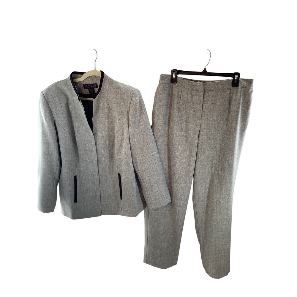 Stanley Blacker Woman Gray Glen Plaid 2-Piece Pant Suit Set 14W 9632429